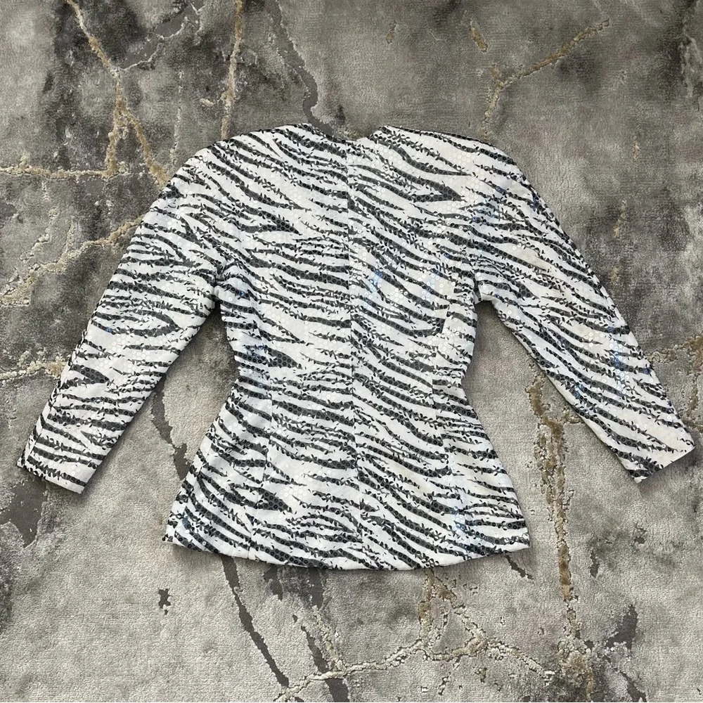 Rare vintage Christian Dior Robes Du Soir 80s zebra print sequin blazer coat 🦓